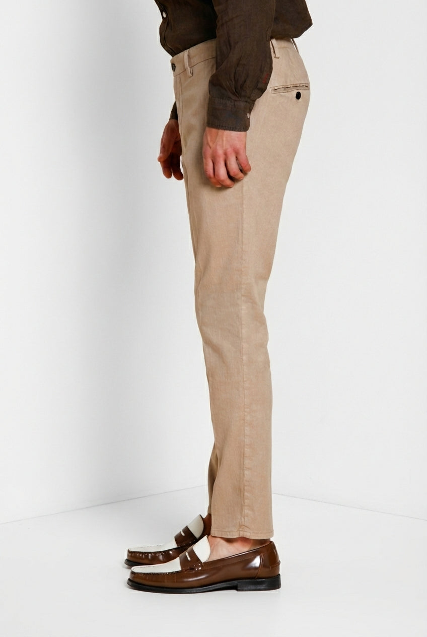 Milano Jogger men's chino pants in linen and cotton twill extra slim fit
