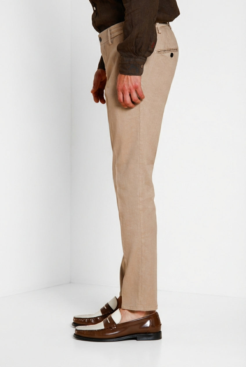 Milano Jogger men's chino pants in linen and cotton twill extra slim fit