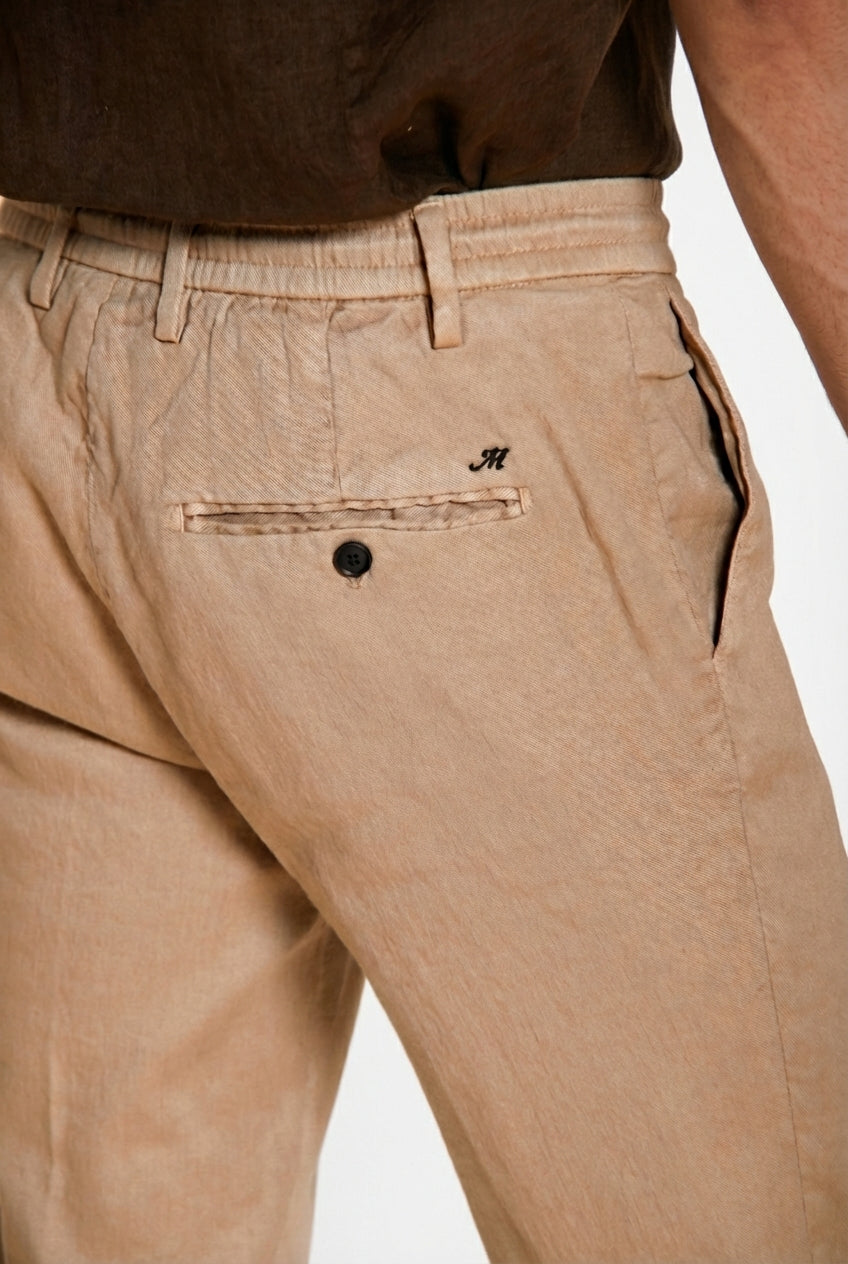 Milano Jogger men's chino pants in linen and cotton twill extra slim fit