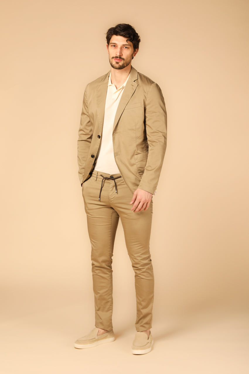 Image 2 of Mason's Milano Jogger Travel model men's chino jogger pants in kaki, extra slim fit