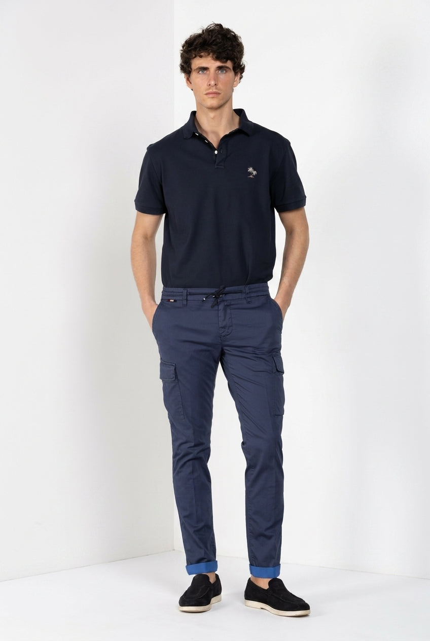 Chile Jogger Hose Cargo Herren aus technischem Travel-Stretch-Satin extra slim fit