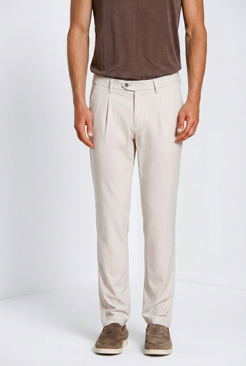 Torino 1 Pinces Dynamic pantalón chino jogger hombre en jersey super técnico slim fit