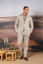 New York men's chino pants in linen and cotton twill regular fit