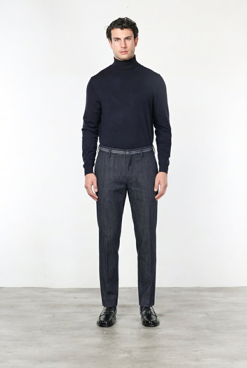 New York Elegance pantalone chino uomo in denim stretch regular fit