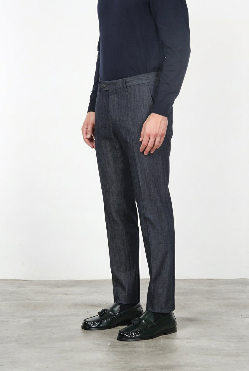 New York Elegance pantalone chino uomo in denim stretch regular fit
