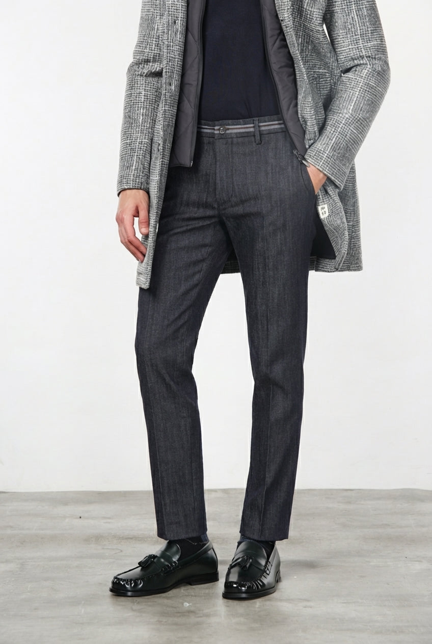 New York Elegance pantalone chino uomo in denim stretch regular fit