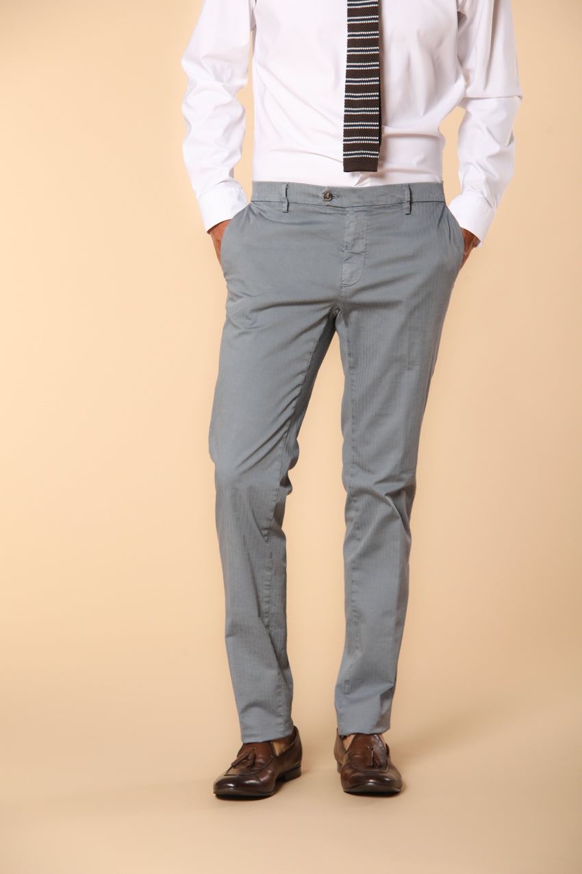 New York Times Elax Herren Chino Hose aus Baumwoll-Chevron Regular Fit