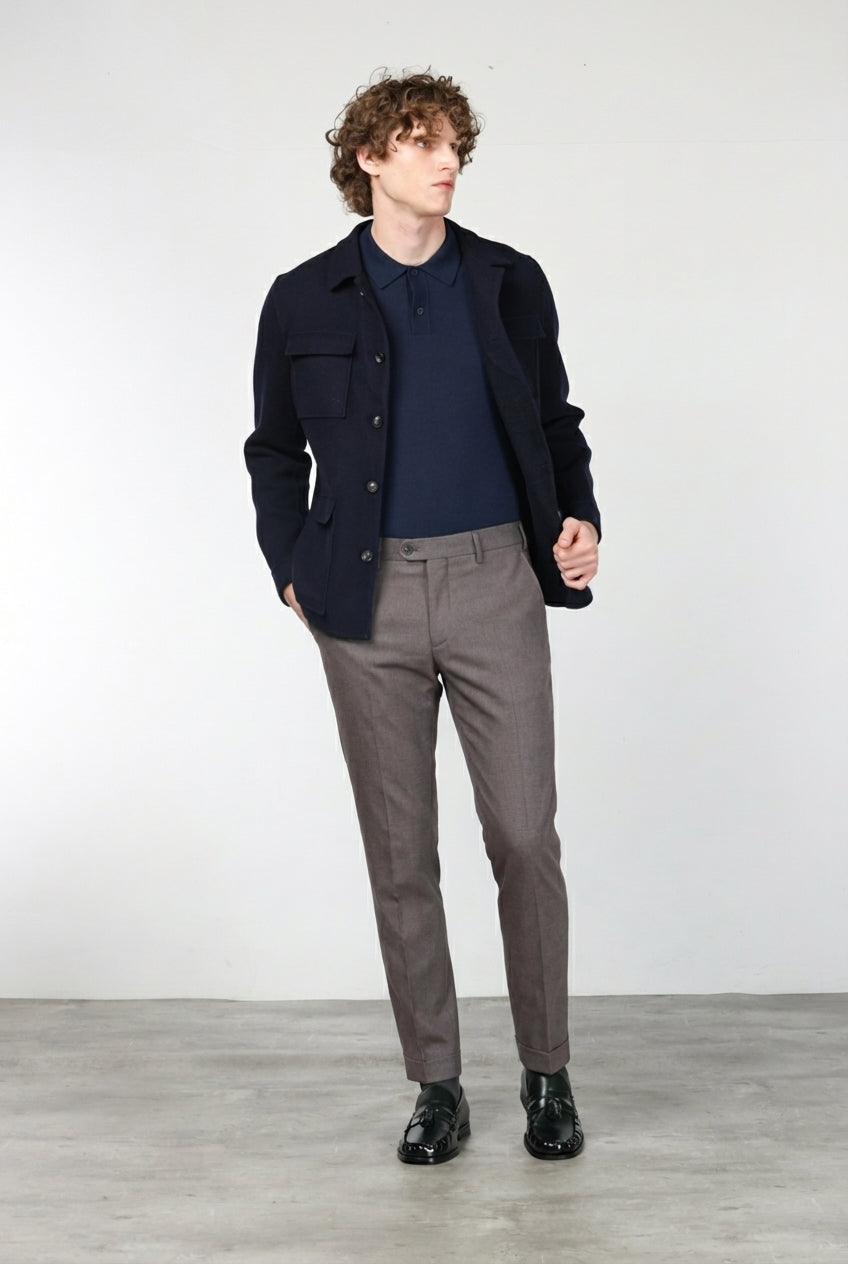 New York men’s chino pants in yarn-dyed birdseye pattern with regular fit
