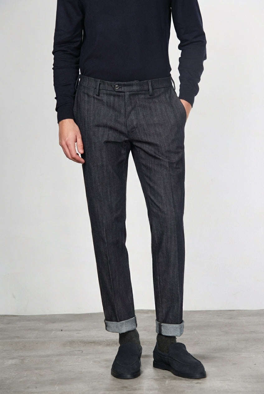 New York pantalone chino uomo in denim stretch regular fit
