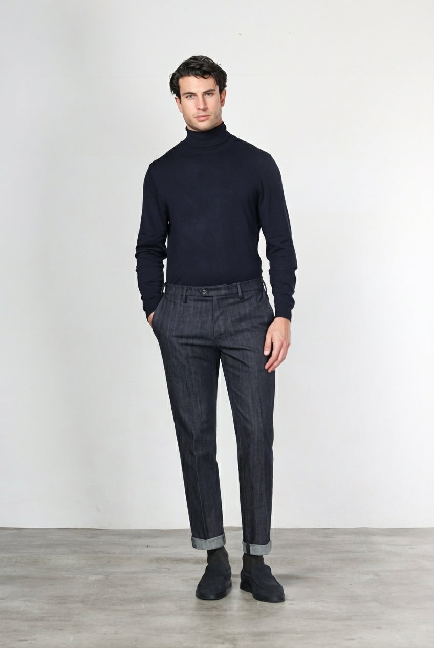 New York pantalone chino uomo in denim stretch regular fit