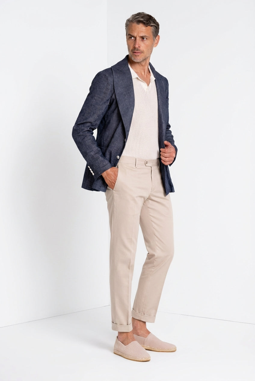 New York pantalón chino hombre en gabardina stretch regular fit ①