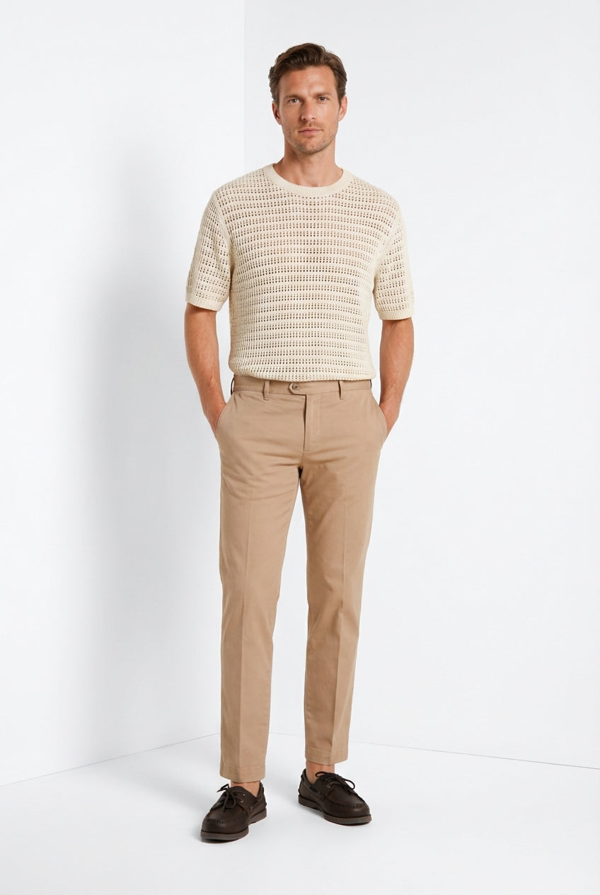 New York pantalone chino uomo in gabardina stretch regular fit ①