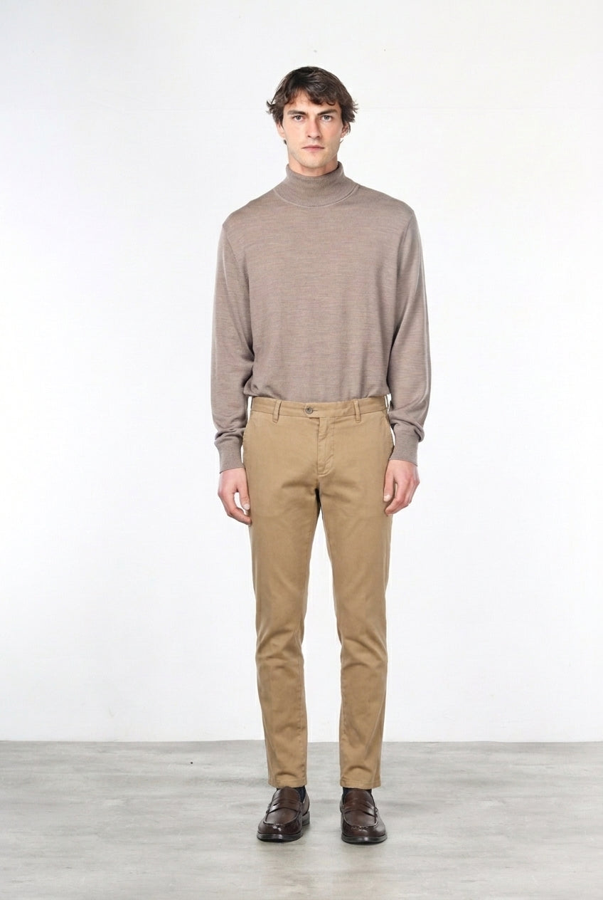 New York pantalone chino uomo in gabardina cotone e lana regular fit