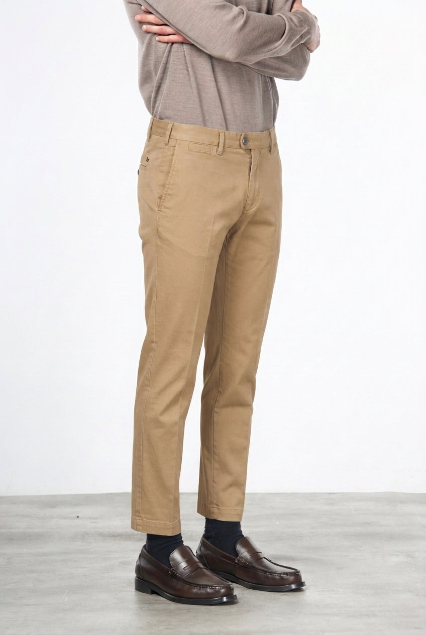 New York pantalone chino uomo in gabardina cotone e lana regular fit