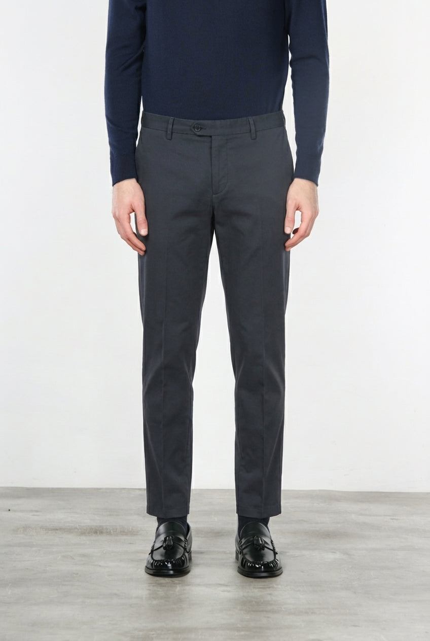 New York pantalone chino uomo in gabardina cotone e lana regular fit
