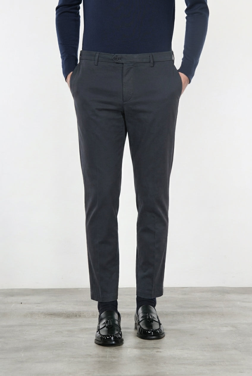 New York pantalone chino uomo in gabardina cotone e lana regular fit