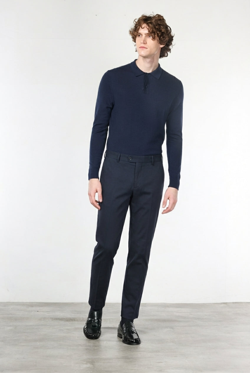 New York pantalone chino uomo in gabardina cotone e lana regular fit