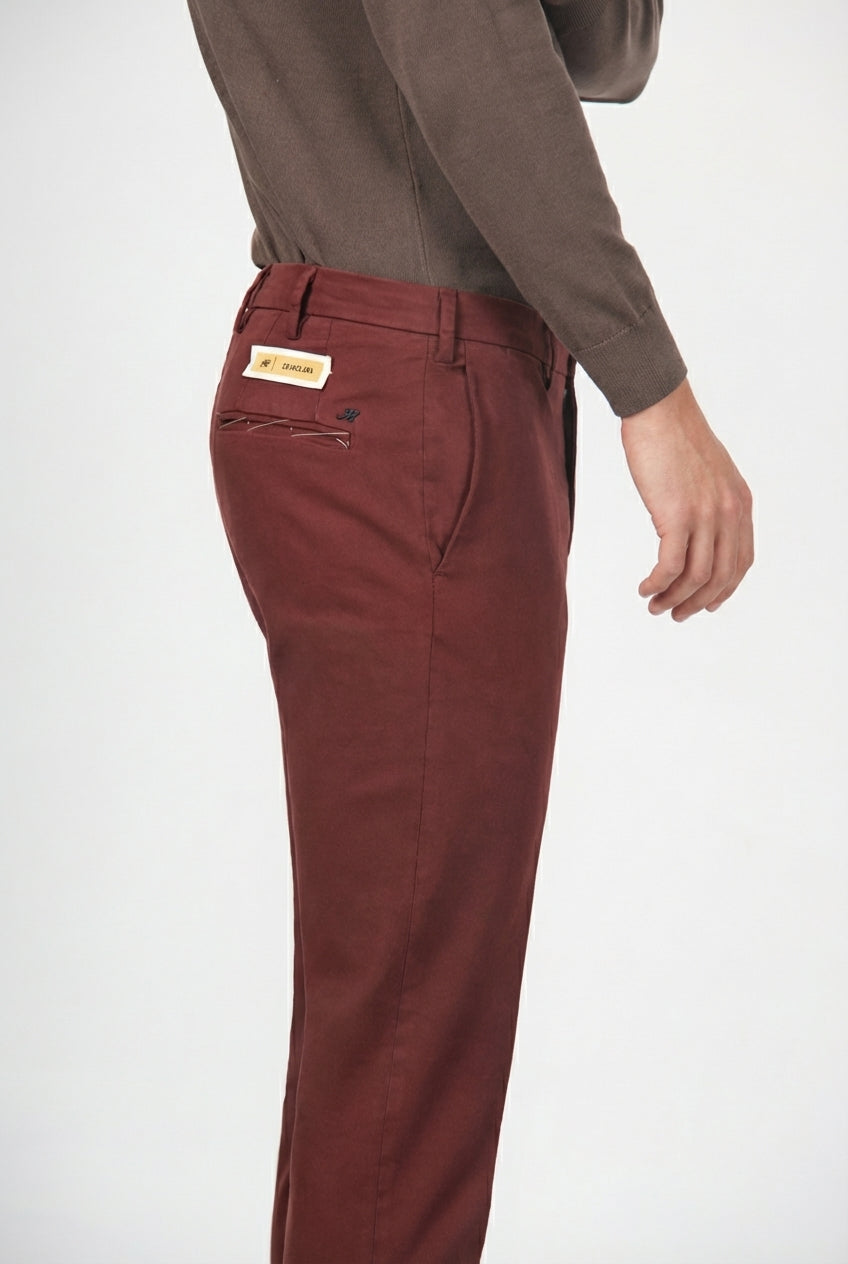 New York pantalón chino de hombre en gabardina de algodón y lana regular fit