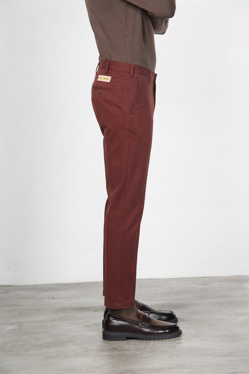 New York pantalón chino de hombre en gabardina de algodón y lana regular fit