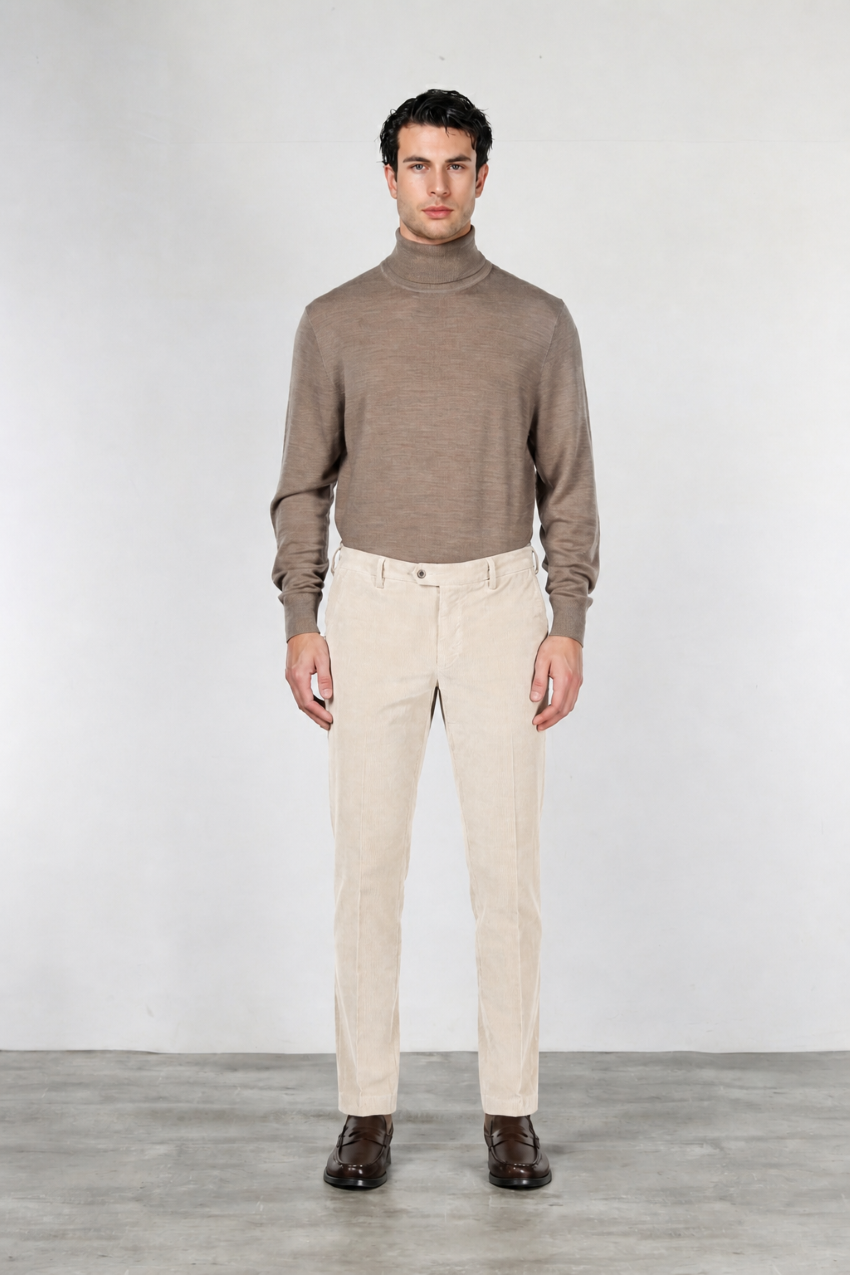 New York pantalon chino homme en velours 2000 raies stretch regular fit ①
