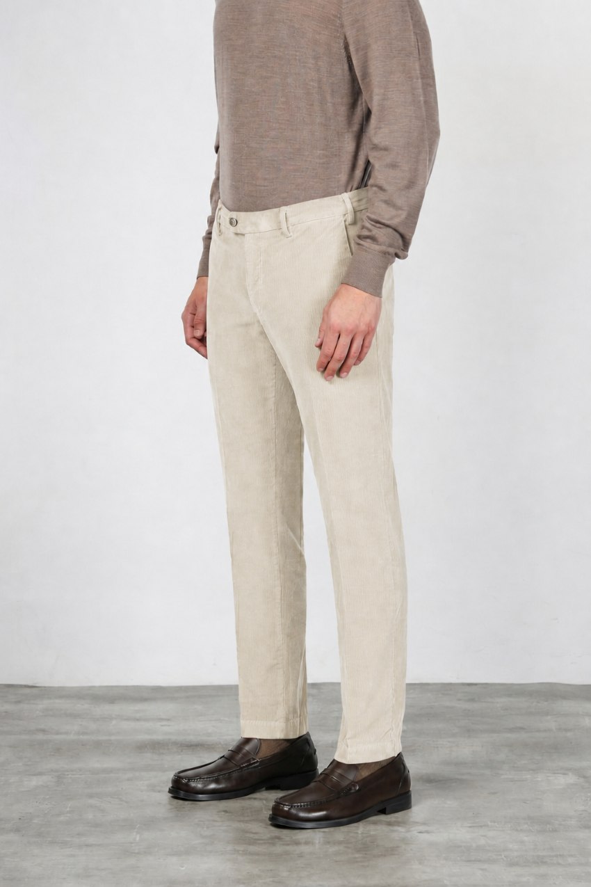 New York pantalon chino homme en velours 2000 raies stretch regular fit ①
