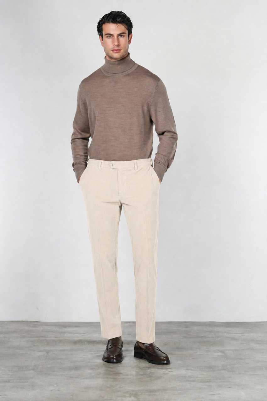 New York pantalon chino homme en velours 2000 raies stretch regular fit ①
