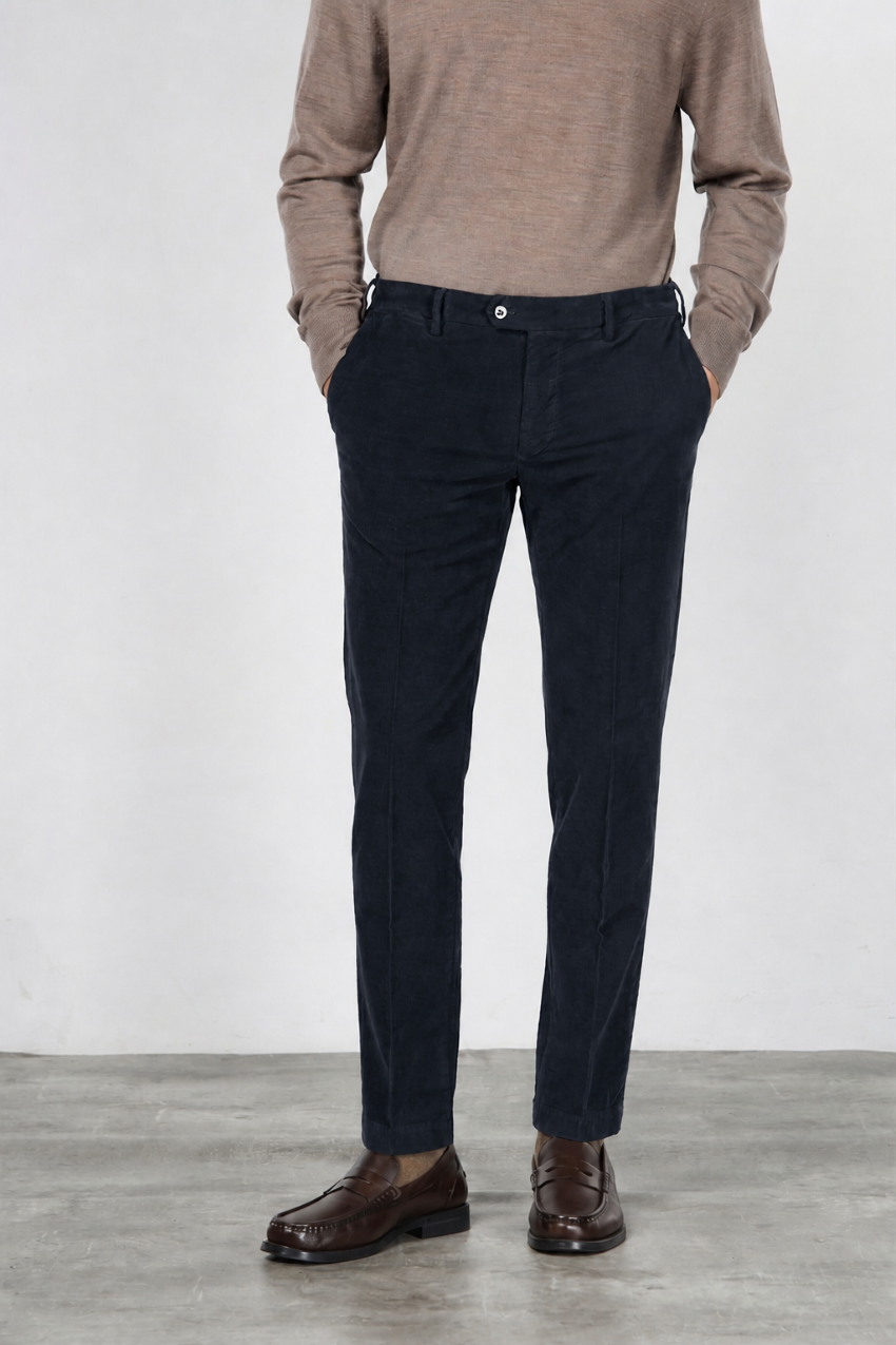 New York pantalone chino uomo in velluto 2000 righe stretch regular fit ①