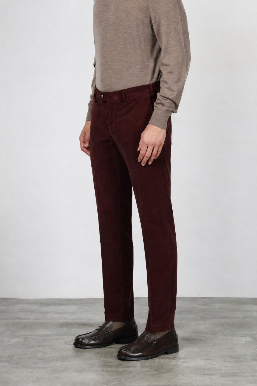 New York pantalone chino uomo in velluto 2000 righe stretch regular fit ①