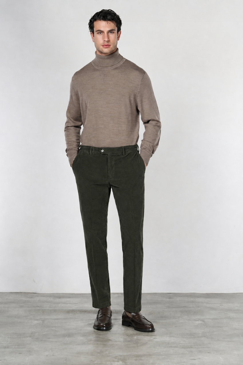 New York pantalon chino homme en velours 2000 raies stretch regular fit ①
