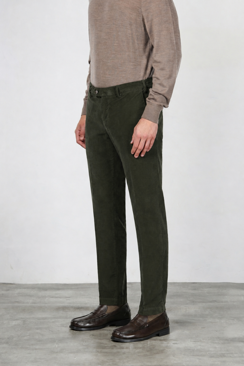 New York pantalon chino homme en velours 2000 raies stretch regular fit ①
