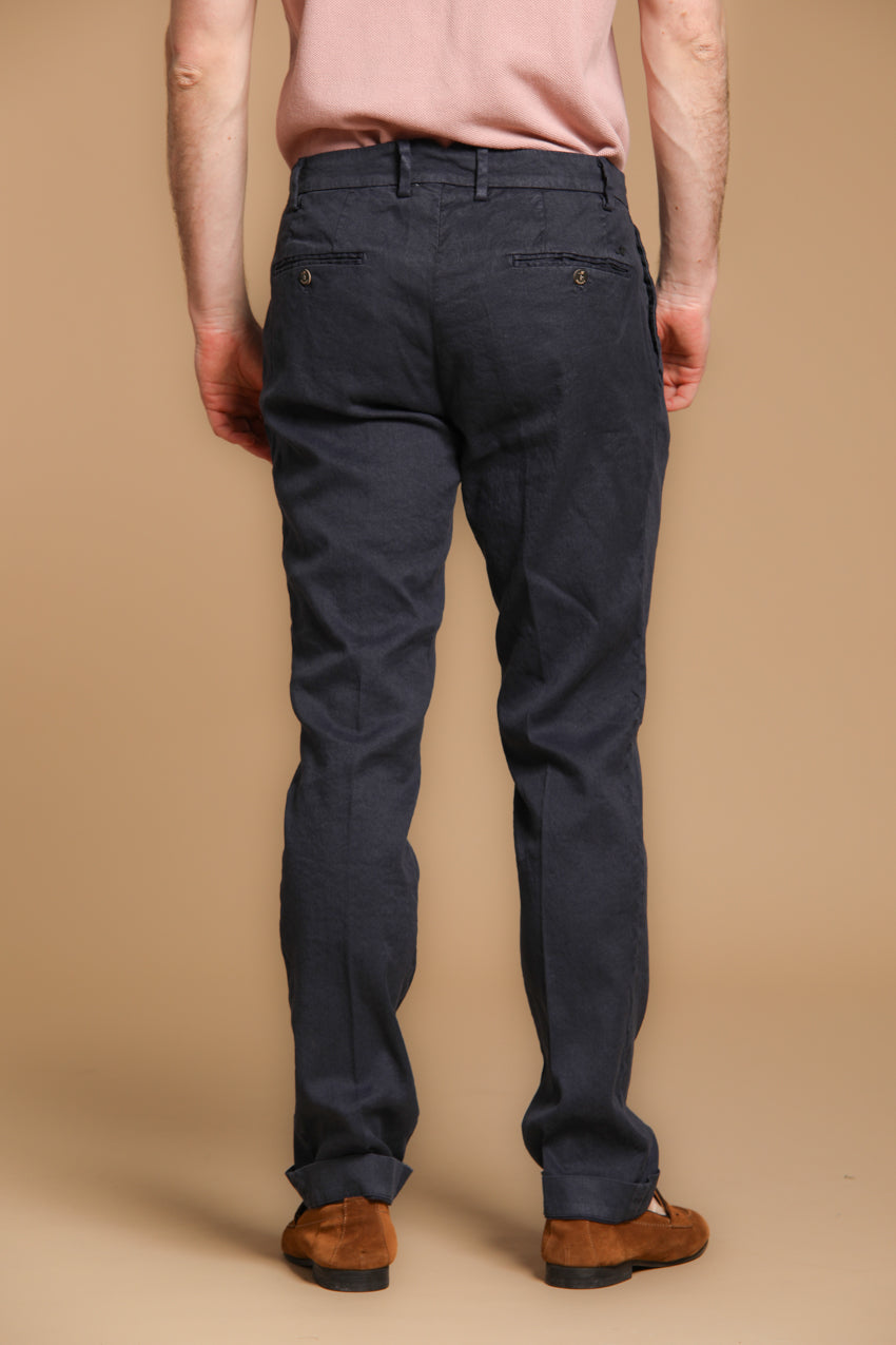 New York Time 1 Pinces men's chino pants in linen and cotton twill regular fit