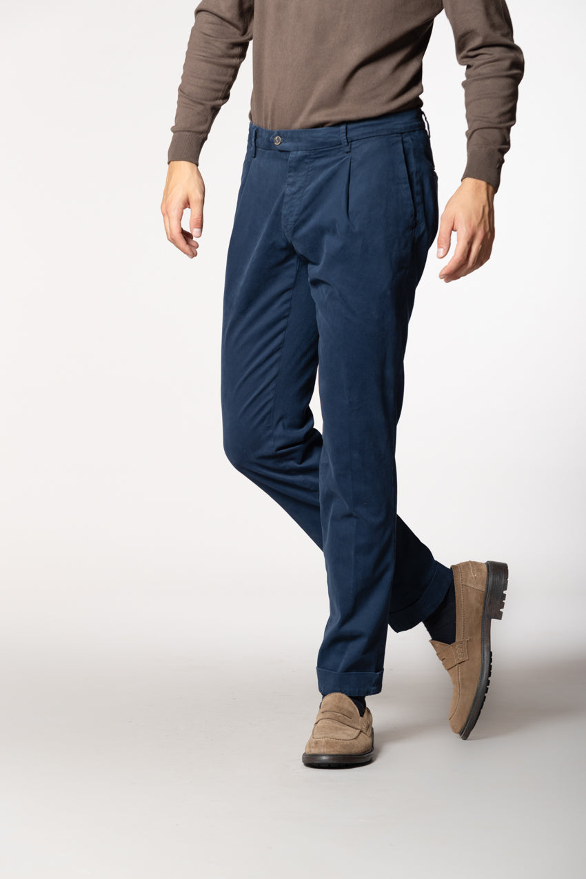 New York Time 1 Pinces pantalon chino homme en gabardine regular fit