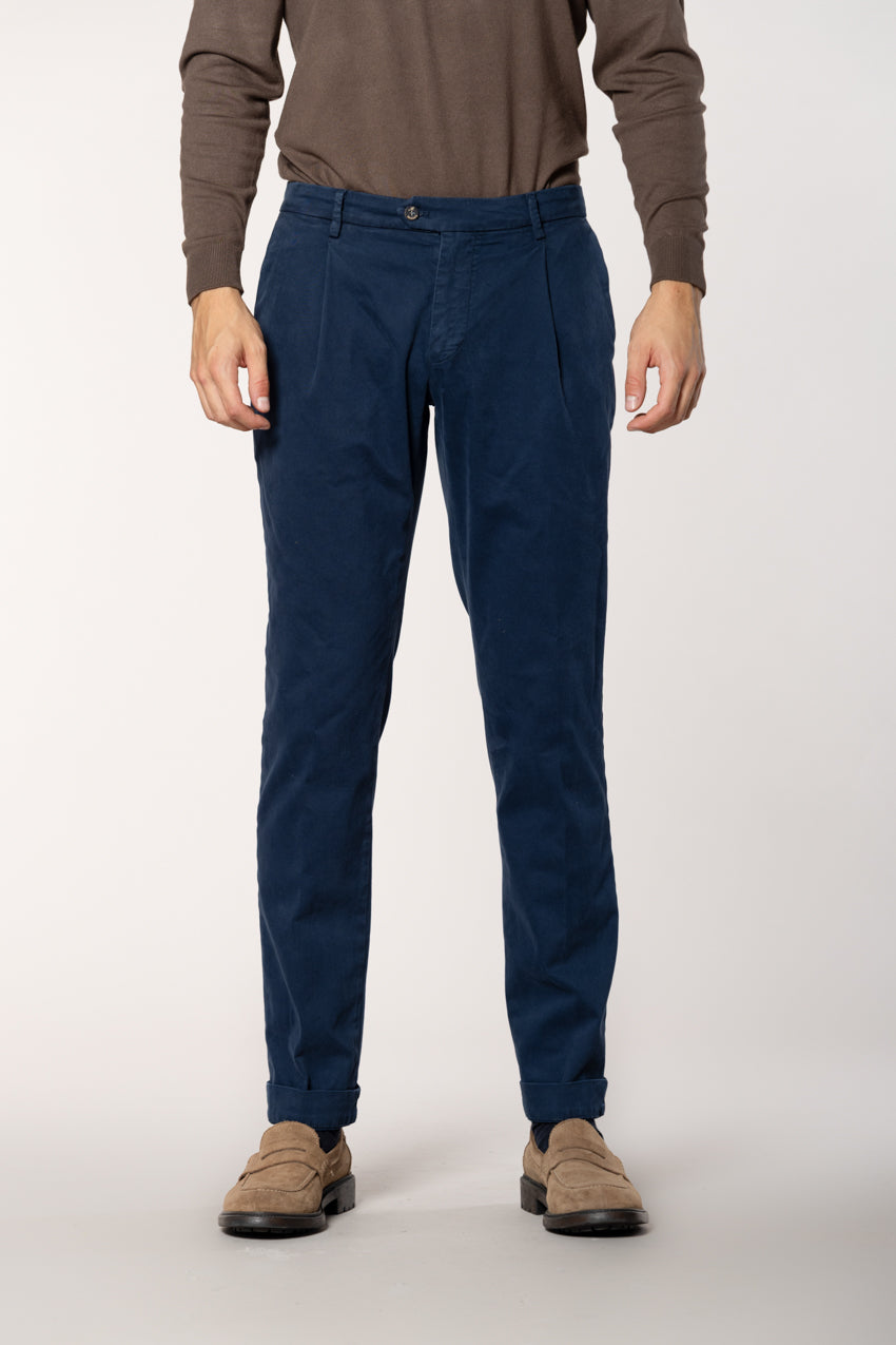 New York Time 1 Pinces pantalon chino homme en gabardine regular fit