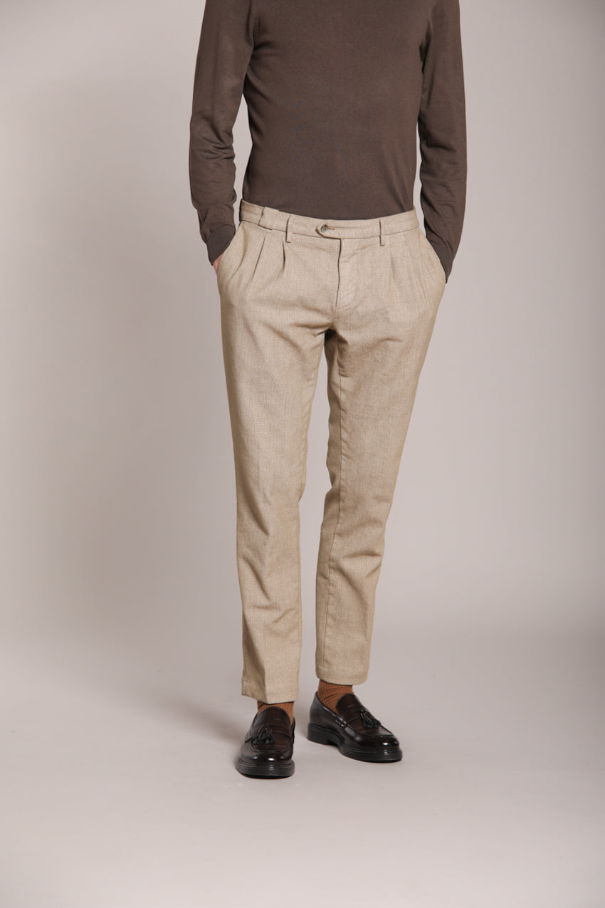 Foto 1 New York Time 2 Pinces pantalone chino uomo in fustagno stampa resca regular fit