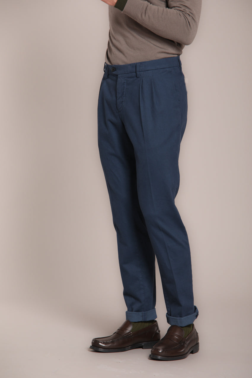 Foto 3 New York Time 2 Pinces pantalone chino uomo in cotone lana regular fit