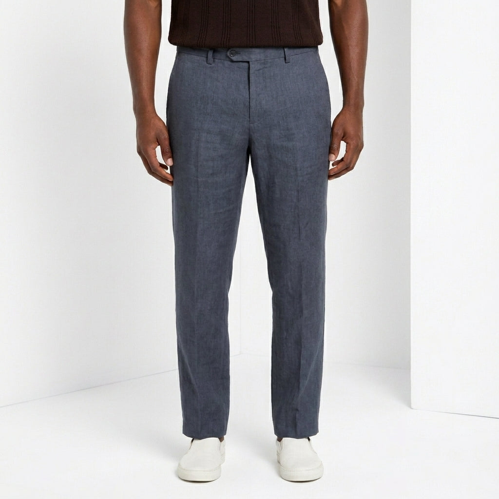 New York Icon Flex pantalón chino hombre en twill lino y algodón regular fit
