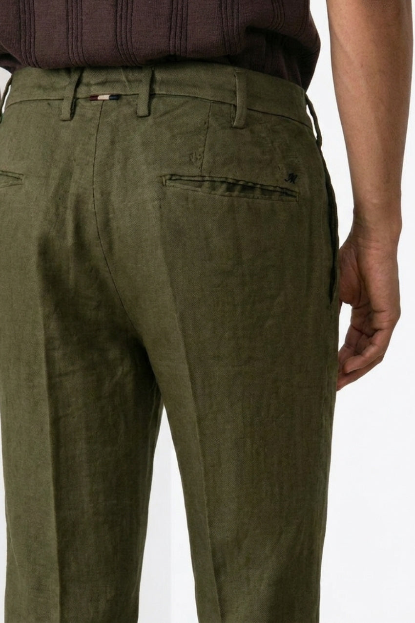 New York Icon Flex pantalón chino hombre en sarga de lino y algodón regular fit