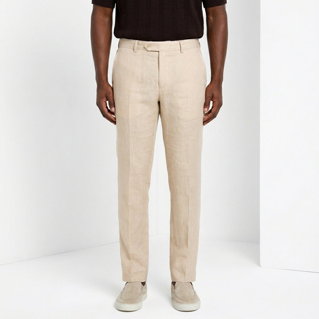 New York Icon Flex pantalón chino hombre de sarga de lino y algodón regular fit