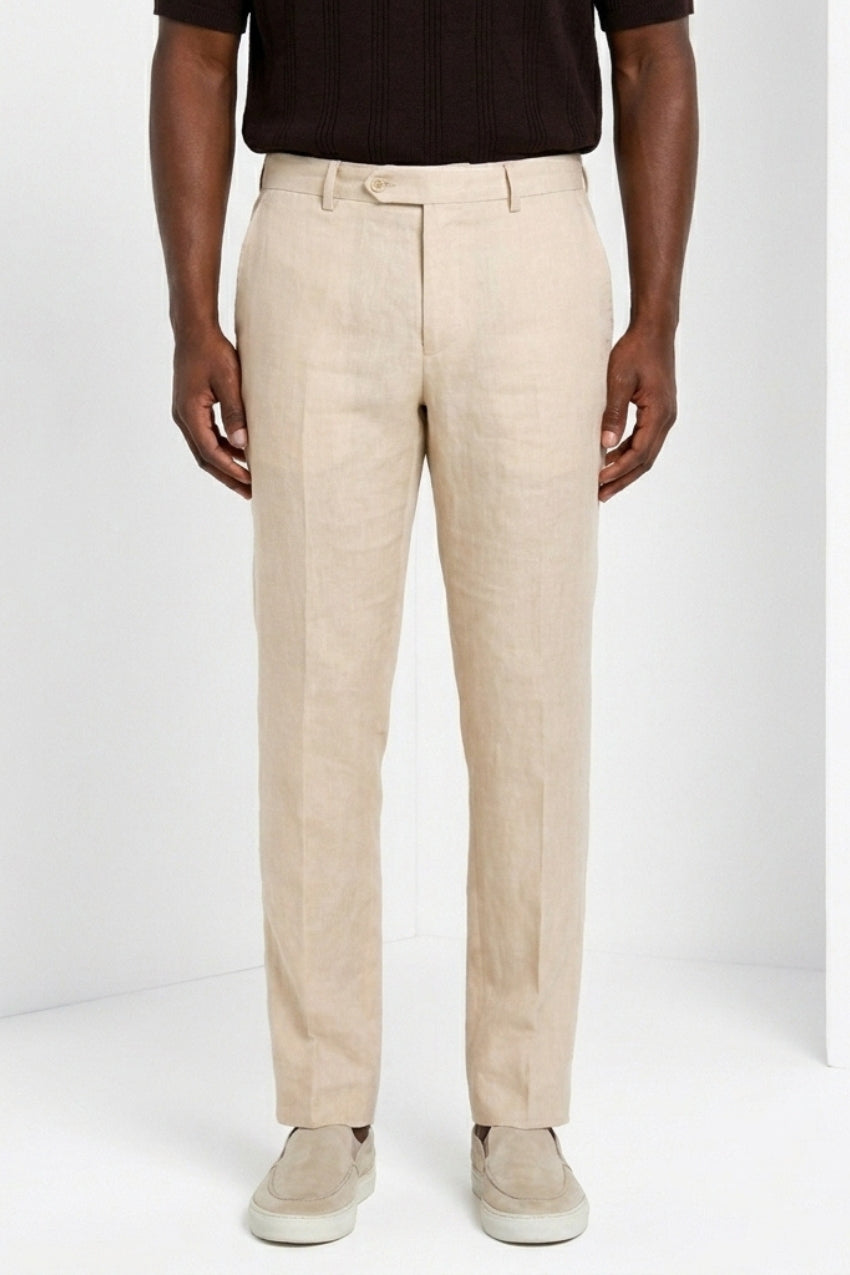 New York Icon Flex pantalón chino hombre de sarga de lino y algodón regular fit