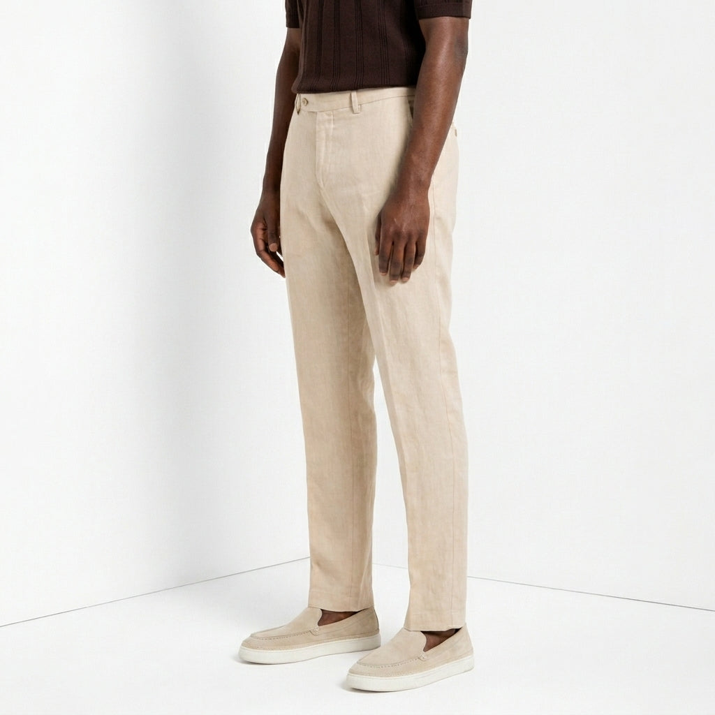 New York Icon Flex pantalón chino hombre de sarga de lino y algodón regular fit