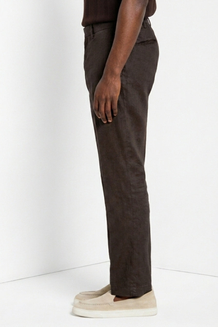 New York Icon Flex pantalón chino hombre en twill lino y algodón regular fit