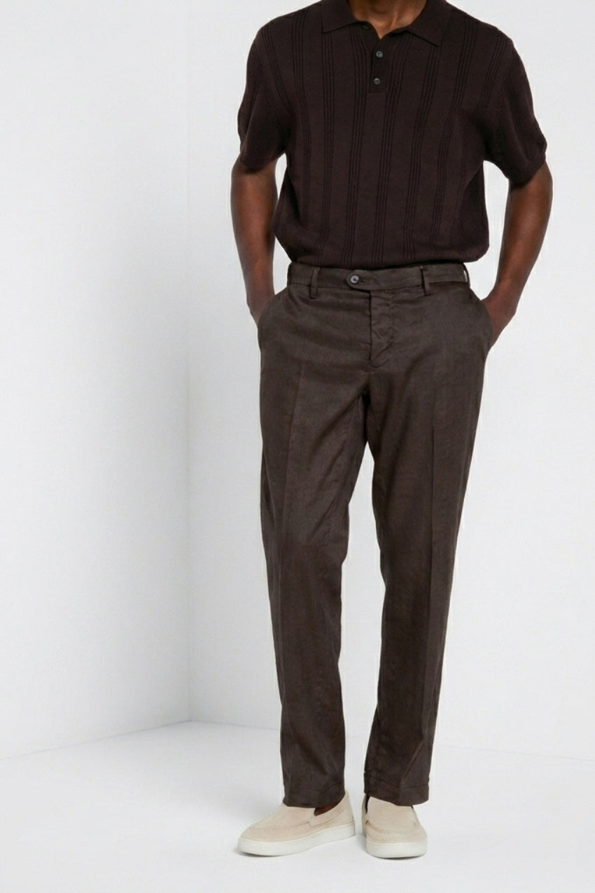 New York Icon Flex pantalón chino hombre en twill lino y algodón regular fit