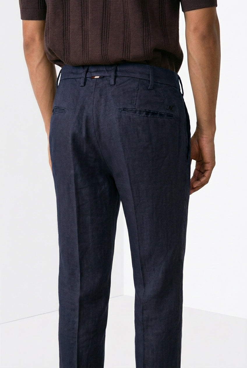 New York Icon Flex pantalón chino hombre en sarga de lino y algodón regular fit