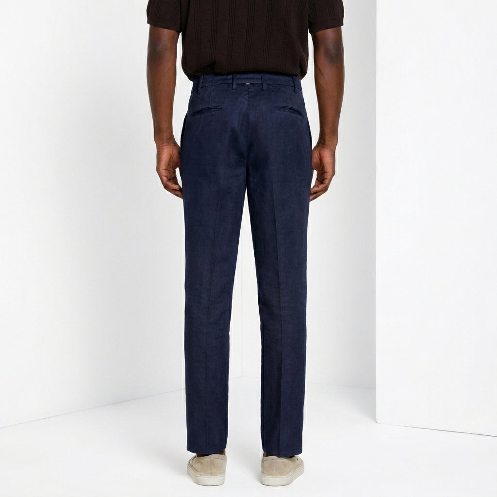 New York Icon Flex pantalón chino hombre en sarga de lino y algodón regular fit