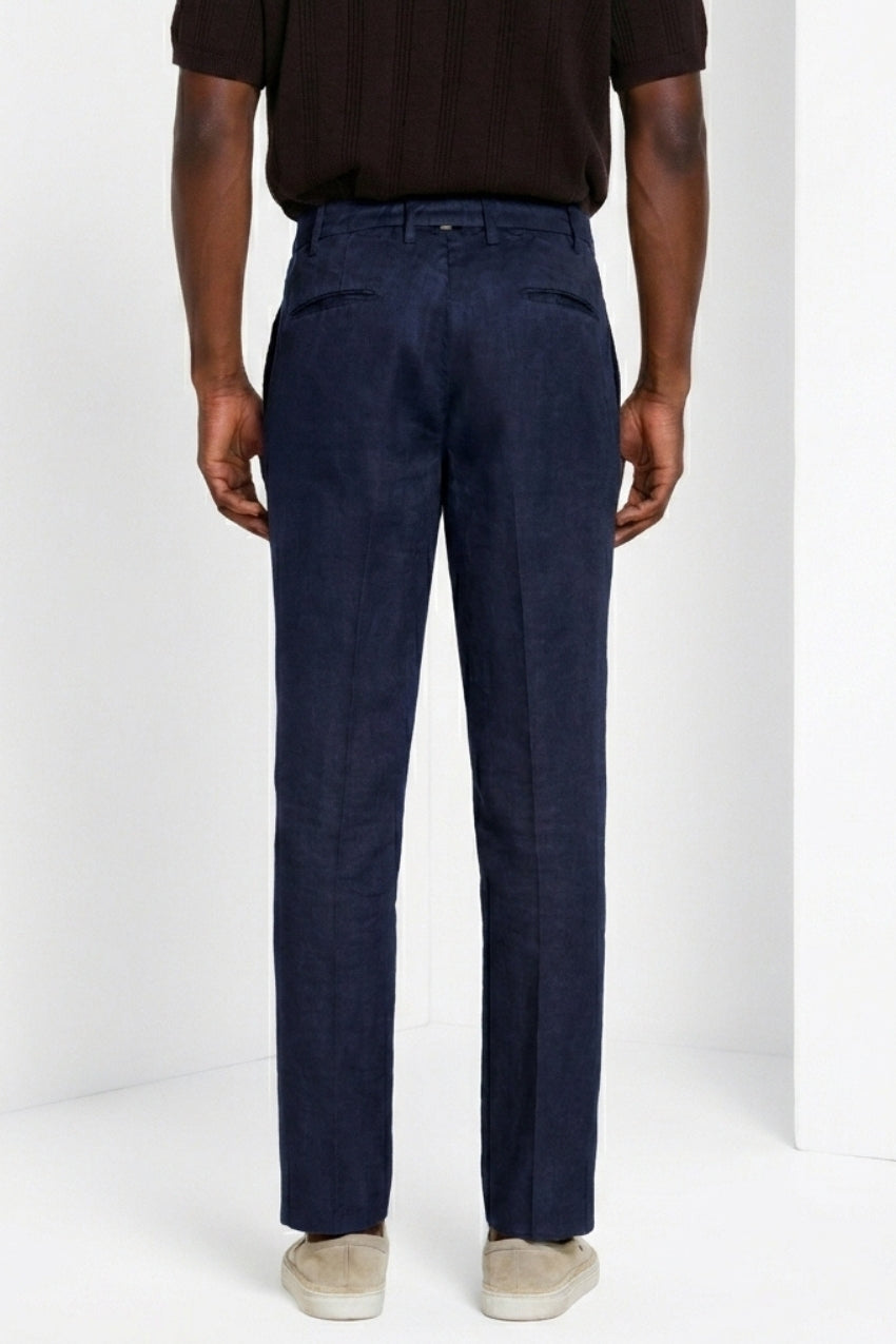 New York Icon Flex pantalón chino hombre en sarga de lino y algodón regular fit