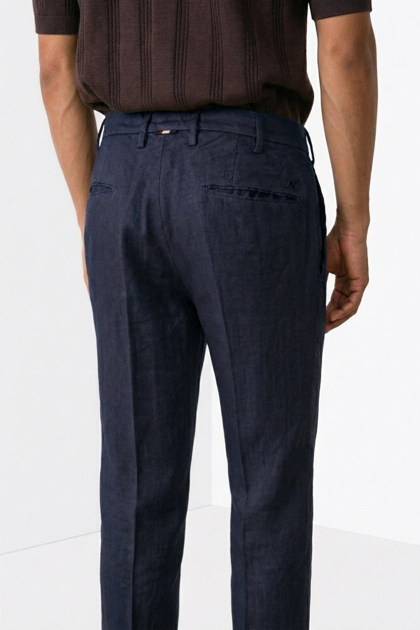 New York Icon Flex pantalón chino hombre en sarga de lino y algodón regular fit