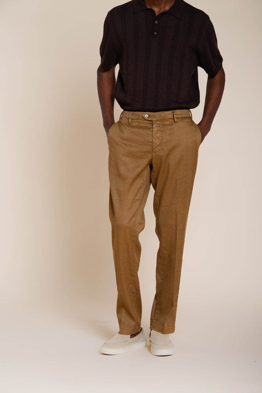 New York Icon Flex pantalone chino uomo in twill lino e cotone regular fit