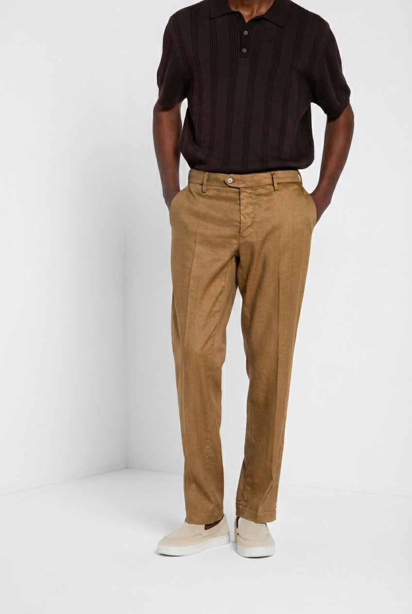 New York Icon Flex pantalon chino homme en twill de lin et coton regular fit