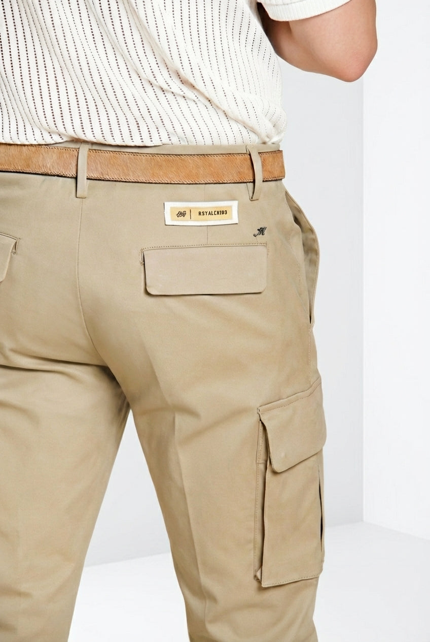 Chile Royal pantalone cargo uomo gabardina tinto pezza regular fit
