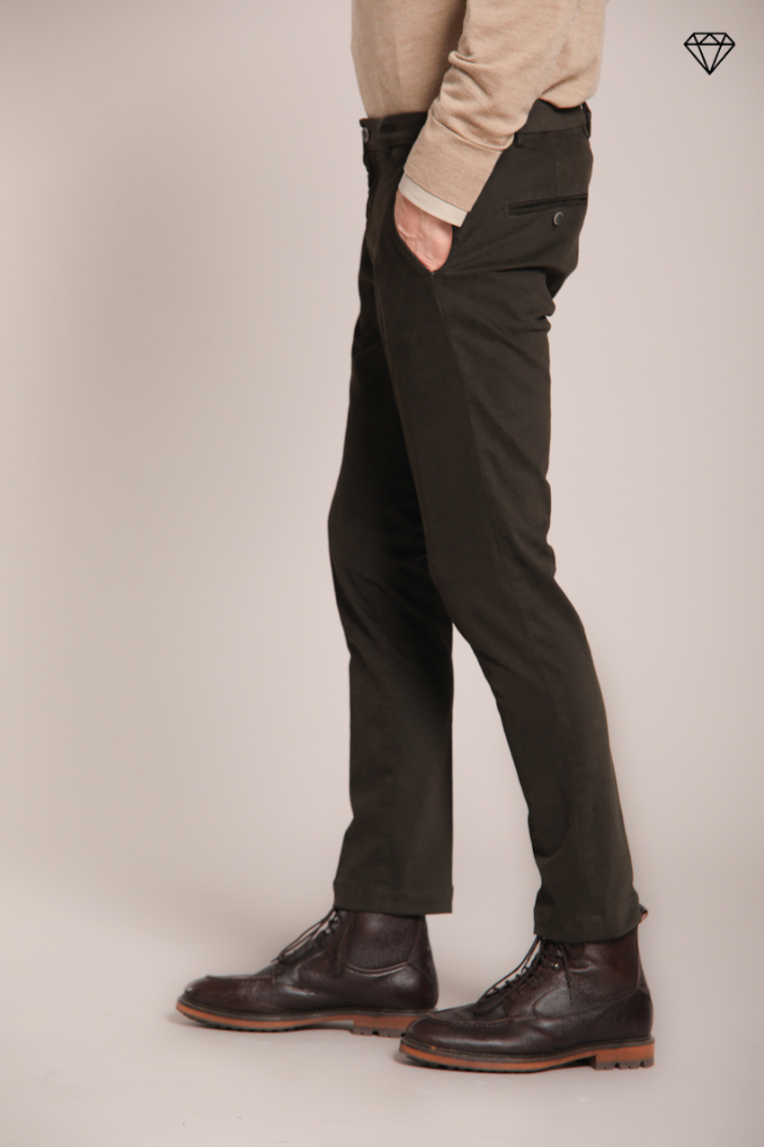 Foto 4 Milano pantalone chino uomo in gabardina stretch extra slim fit ①